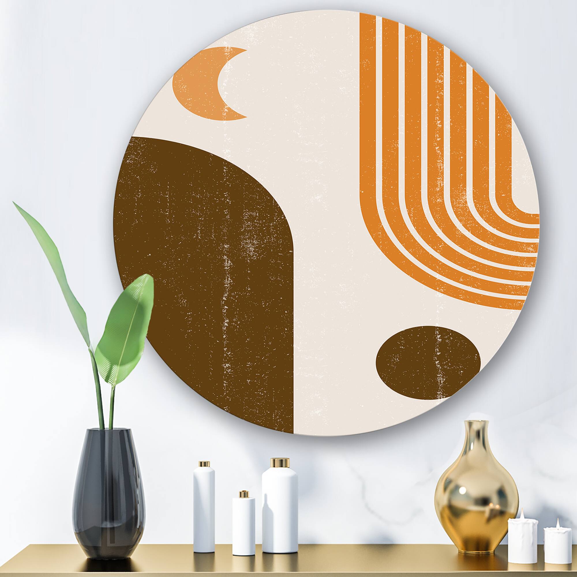 Designart - Abstract Geometric Rainbow In Earth Tones